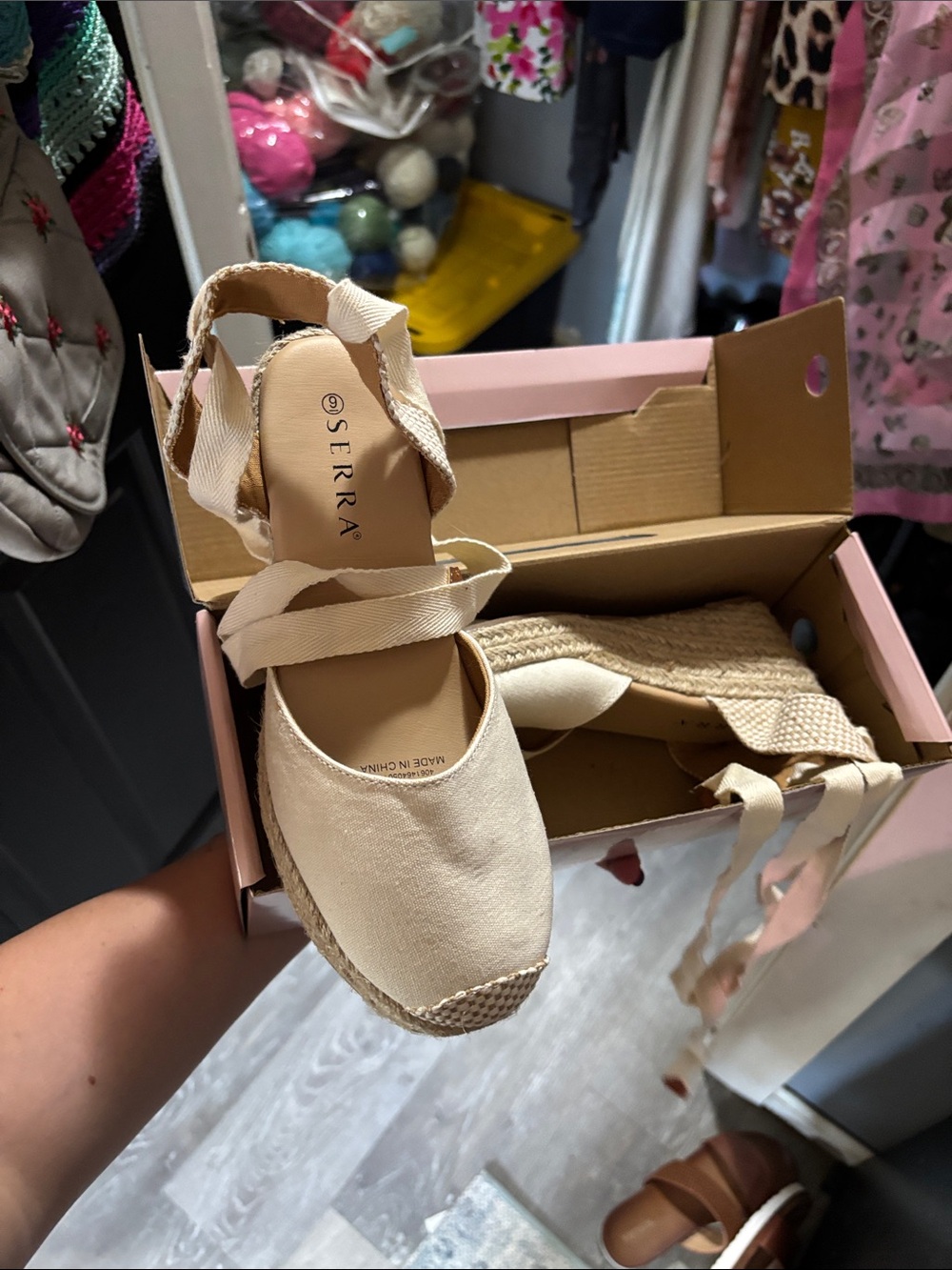 SERRA Women’s Cream Espadrille Wedge Sandals